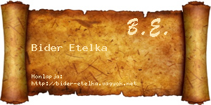 Bider Etelka névjegykártya